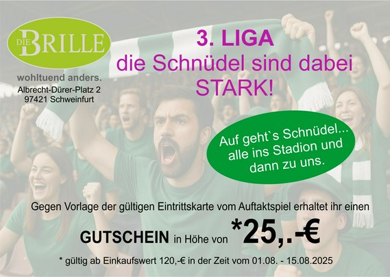Schnüdel-Bonus 25,- € bei Kauf einer Brille oder Sonnenbrille - Mindesteinkaufswert 120,00 €